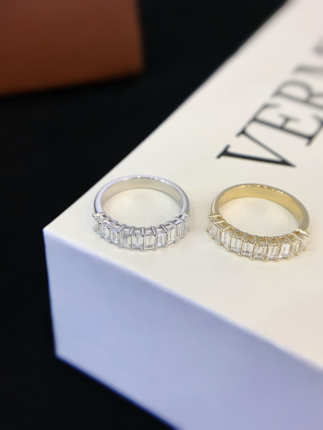 Emerald-Cut Diamond Eternity Band with Shared Prong Setting