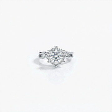 Round Halo Pavé Twist Engagement Ring