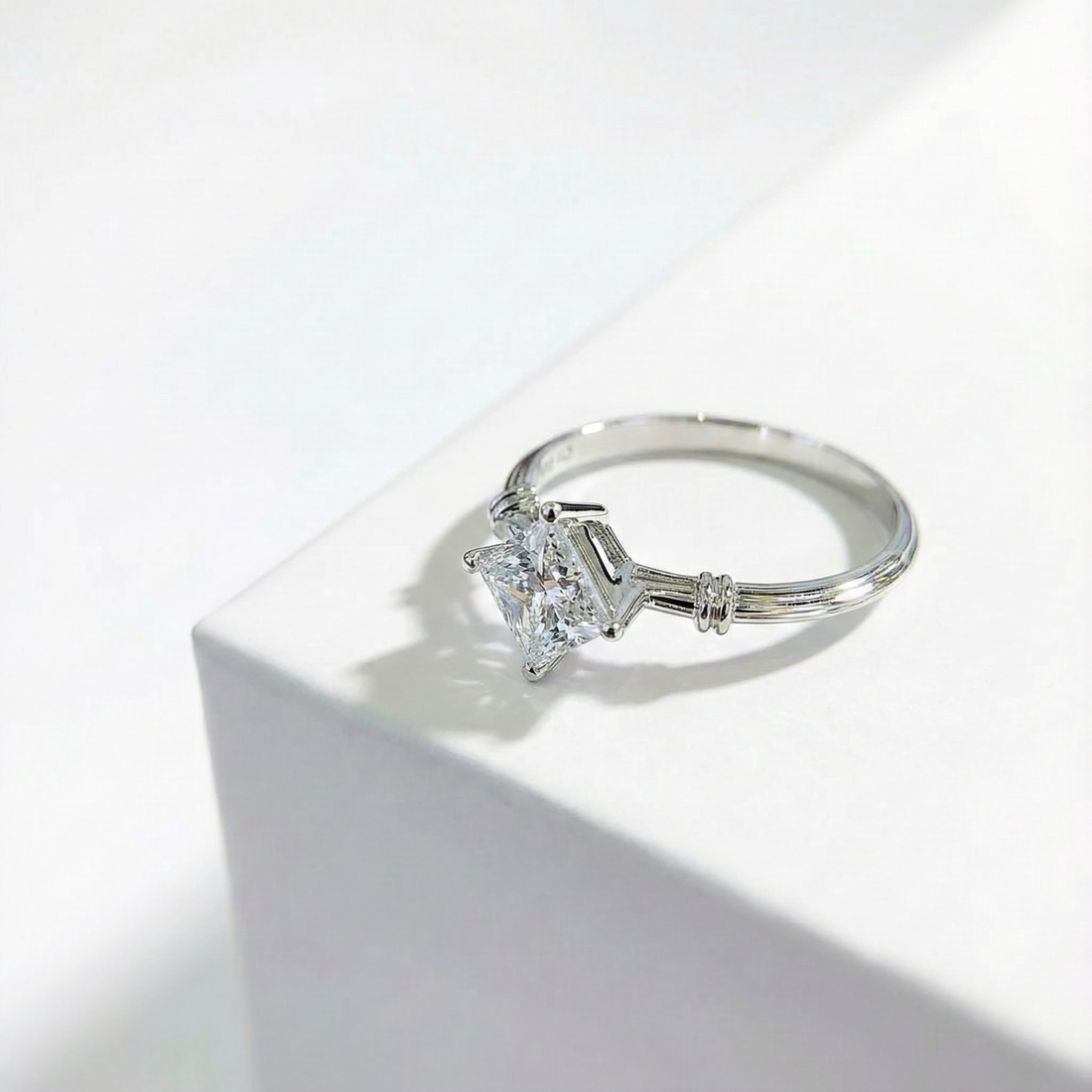 Princess Solitaire Accent Ring